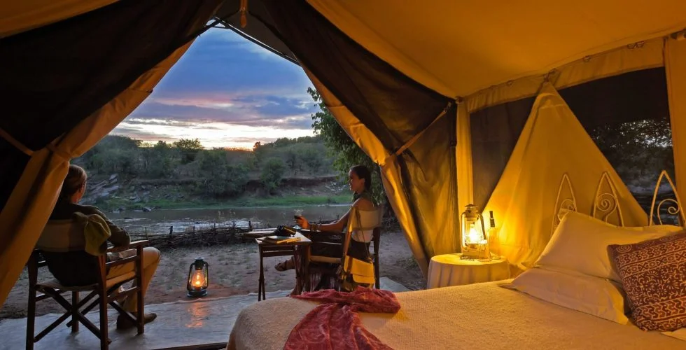 Tent with river views