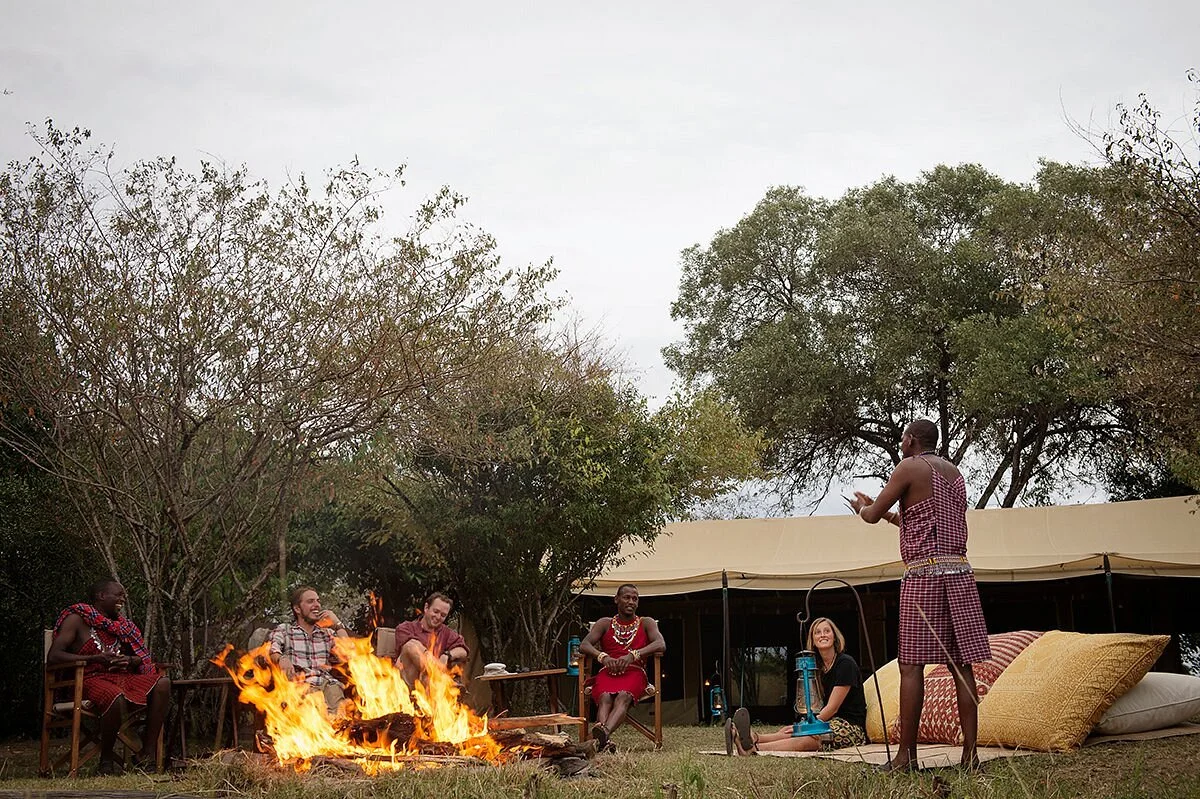 Bonfire outside a Serian Nkorombo tent